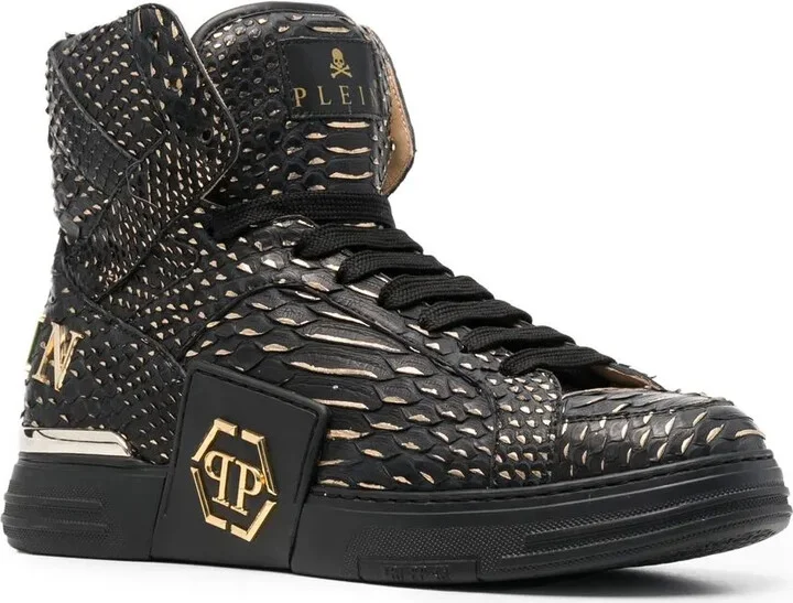 Snakeskin-Effect High-Top Sneakers - Image 2