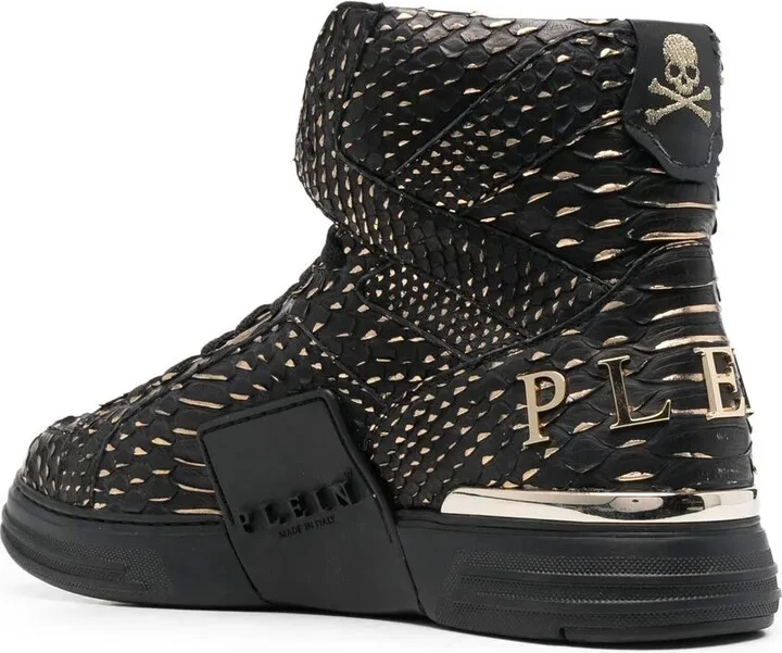 Snakeskin-Effect High-Top Sneakers - Image 3