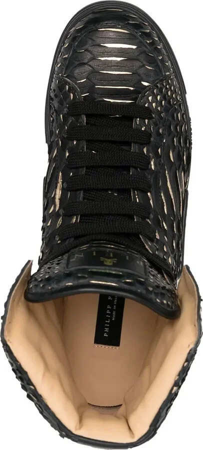 Snakeskin-Effect High-Top Sneakers - Image 4