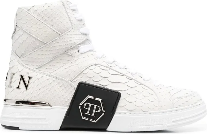 Snakeskin-Effect High-Top Sneakers