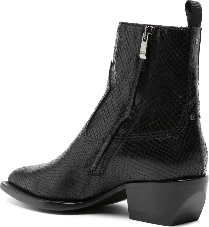 Snakeskin-Effect Leather Ankle Boots - Image 3