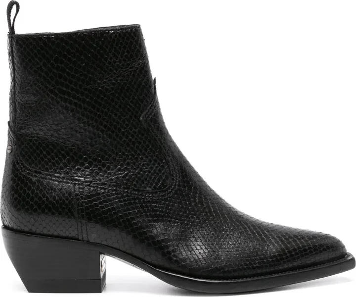 Snakeskin-Effect Leather Ankle Boots