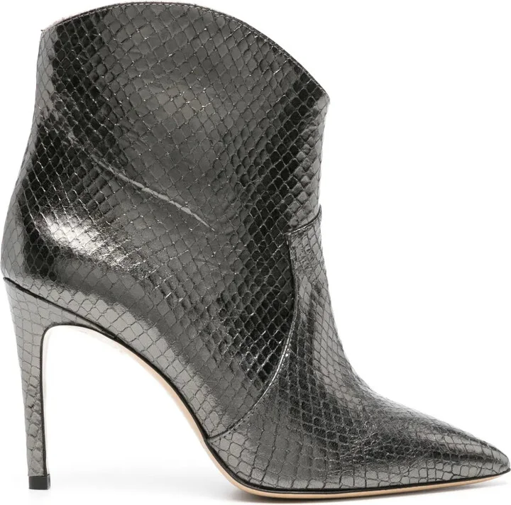 Snakeskin-Effect Leather Boots