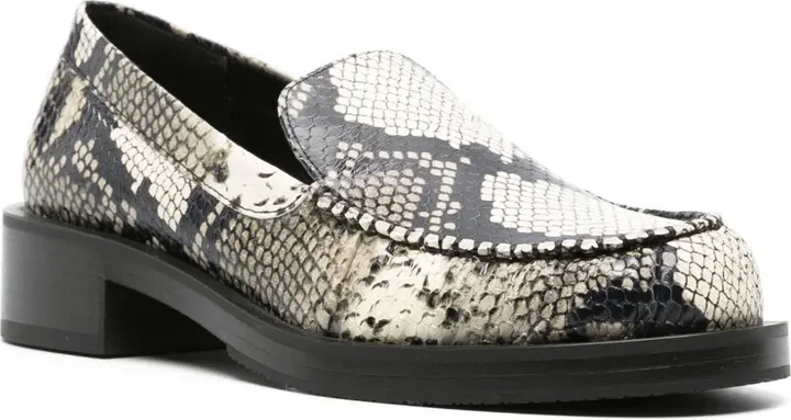 Snakeskin-Effect Leather Loafers - Image 2