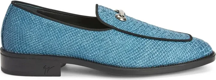 Snakeskin-Effect Leather Loafers