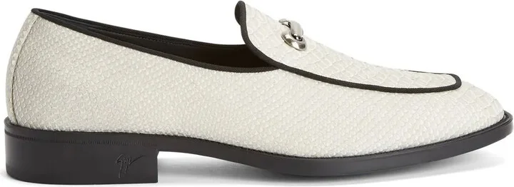 Snakeskin-Effect Leather Loafers