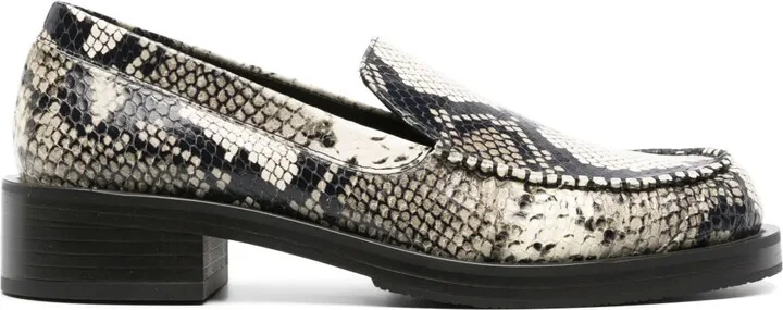 Snakeskin-Effect Leather Loafers
