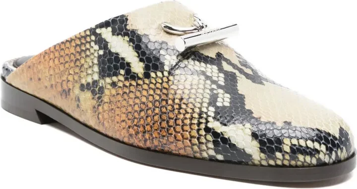 Snakeskin-Effect Leather Mules - Image 2
