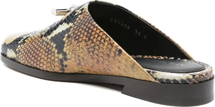 Snakeskin-Effect Leather Mules - Image 3