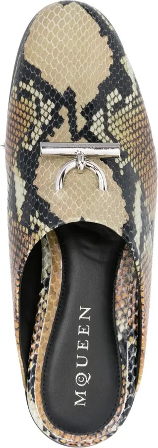 Snakeskin-Effect Leather Mules - Image 4