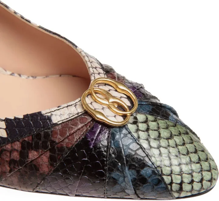 Snakeskin-Effect Leather Pumps - Image 4