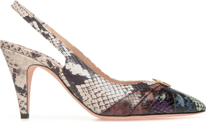 Snakeskin-Effect Leather Pumps