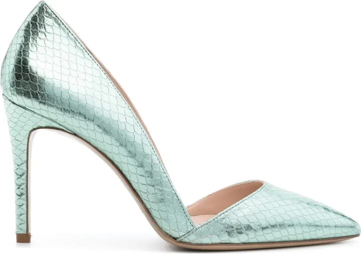 Snakeskin-Effect Leather Pumps