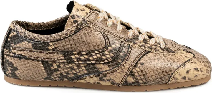 Snakeskin-Effect Leather Sneakers