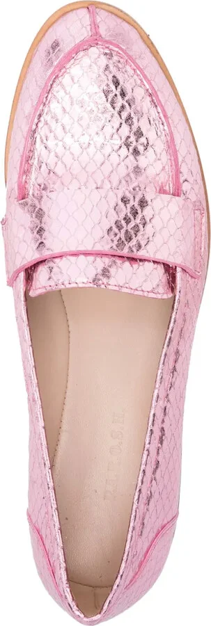 Snakeskin-Effect Metallic Loafers - Image 4