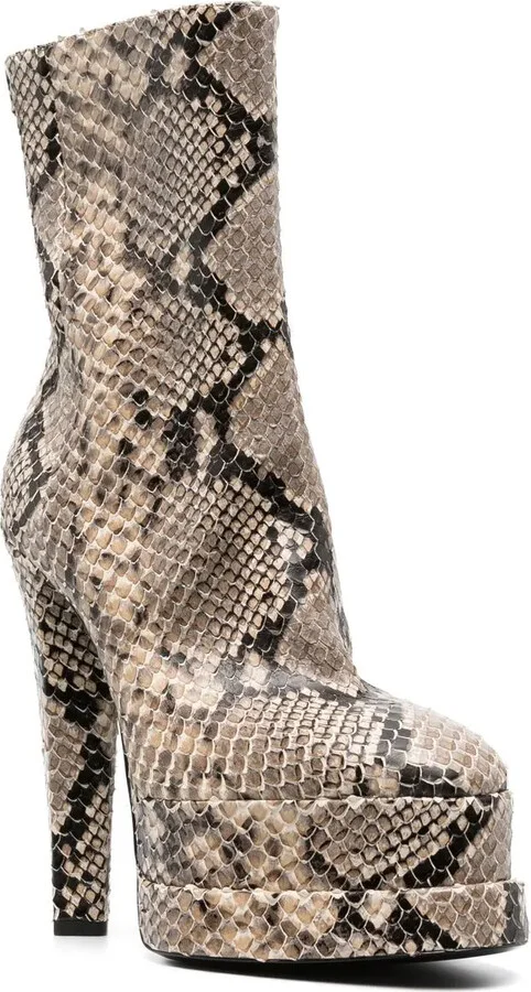 Snakeskin-Effect Platform Ankle Boots - Image 2