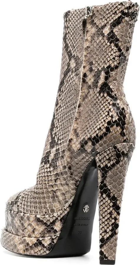 Snakeskin-Effect Platform Ankle Boots - Image 3