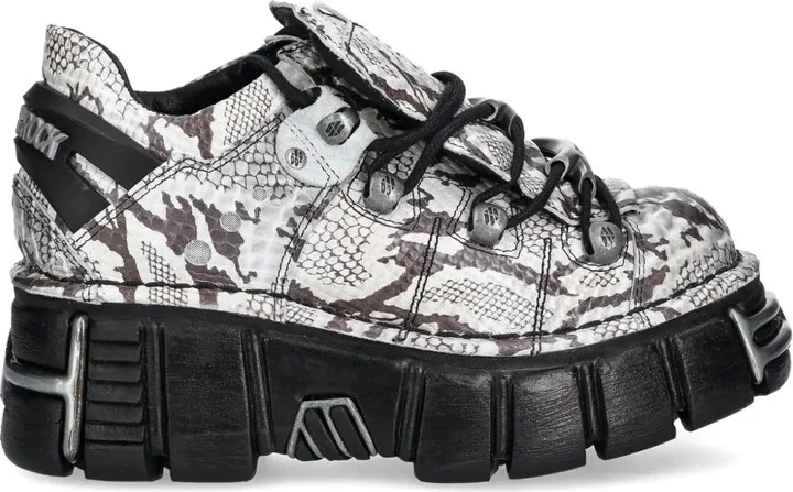 Snakeskin-Effect Platform Sneakers