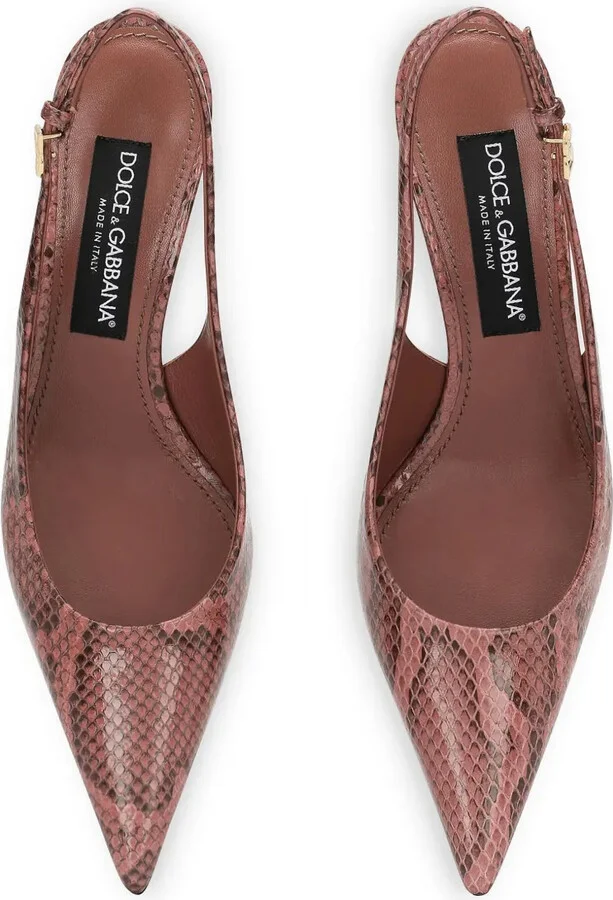 Snakeskin-Effect Slingback Pumps - Image 4