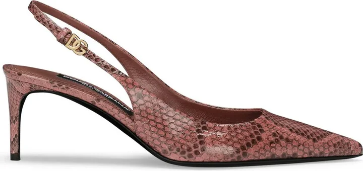 Snakeskin-Effect Slingback Pumps
