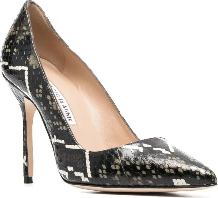 Snakeskin-Effect Stiletto Pumps - Image 2