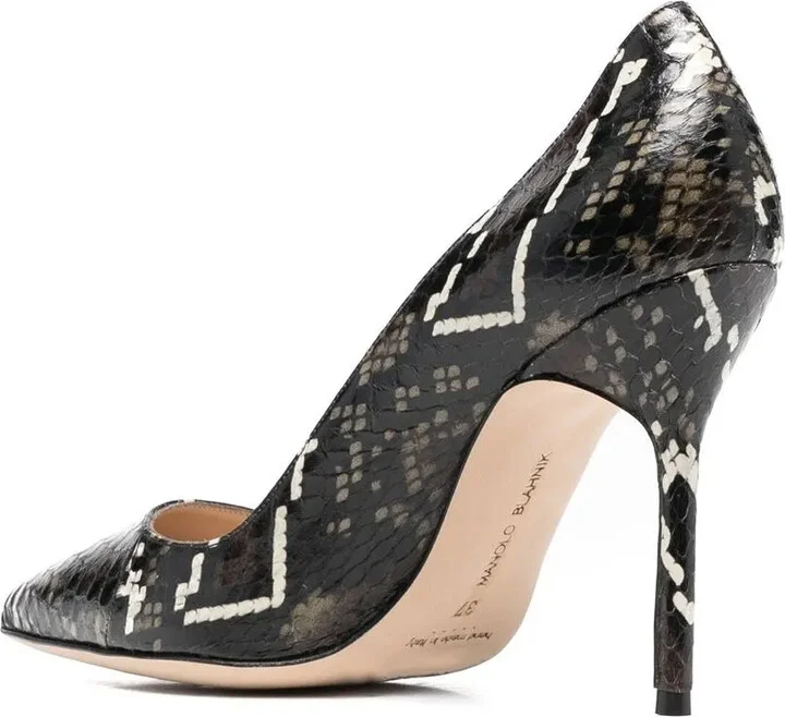 Snakeskin-Effect Stiletto Pumps - Image 3