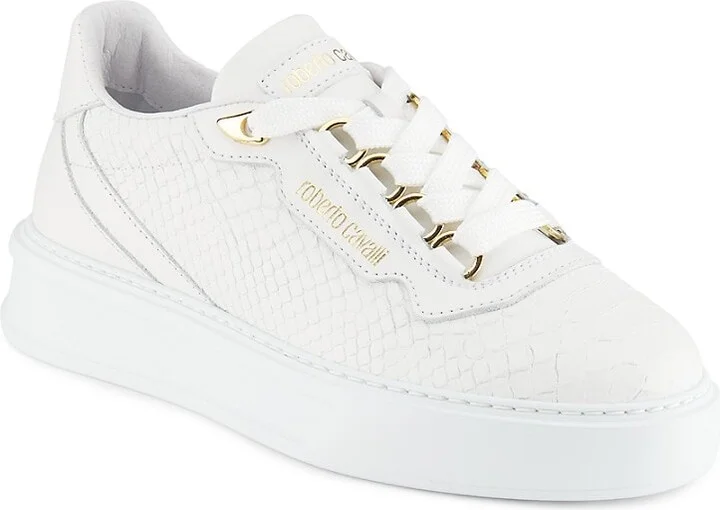 Snakeskin-Embossed Leather Platform Sneakers - Image 2