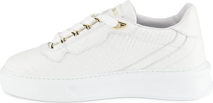 Snakeskin-Embossed Leather Platform Sneakers - Image 4