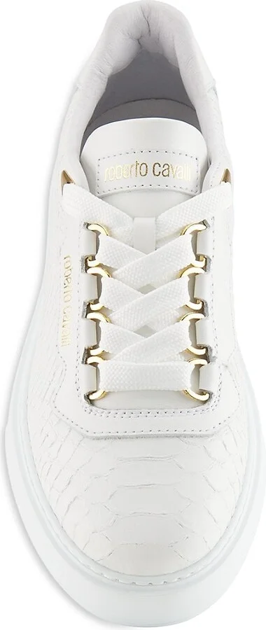 Snakeskin-Embossed Leather Platform Sneakers - Image 5