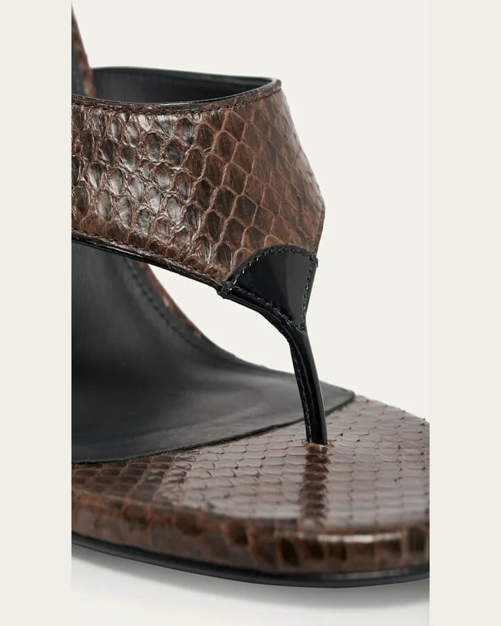 Snakeskin Leather Thong Sandals - Image 2