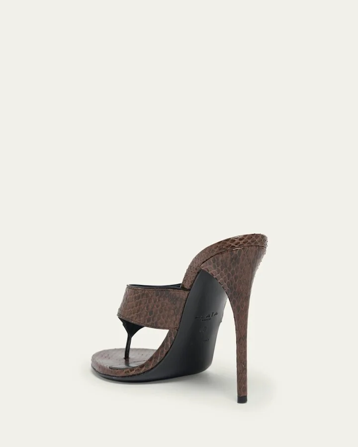 Snakeskin Leather Thong Sandals - Image 5
