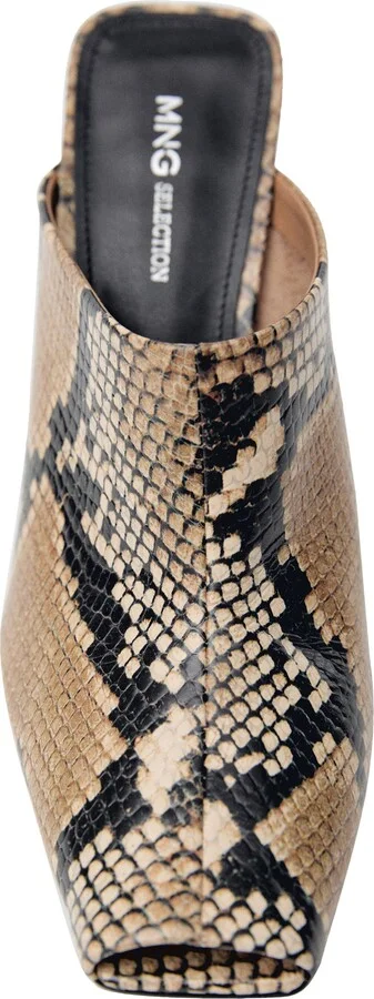 Snakeskin Print Heeled Mule - Image 4