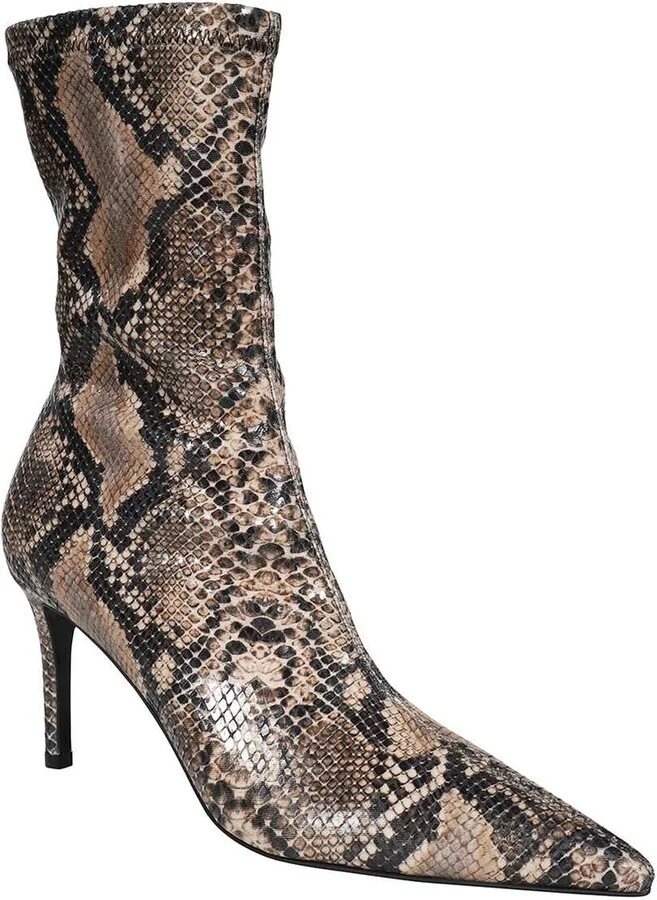 Snakeskin Print Heels Ankle Boots - Image 2