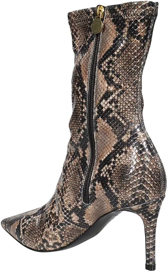 Snakeskin Print Heels Ankle Boots - Image 3