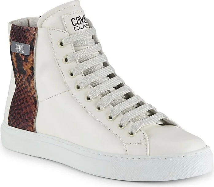 Snakeskin Print Leather High-Top Sneakers - Image 2