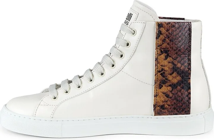 Snakeskin Print Leather High-Top Sneakers - Image 4