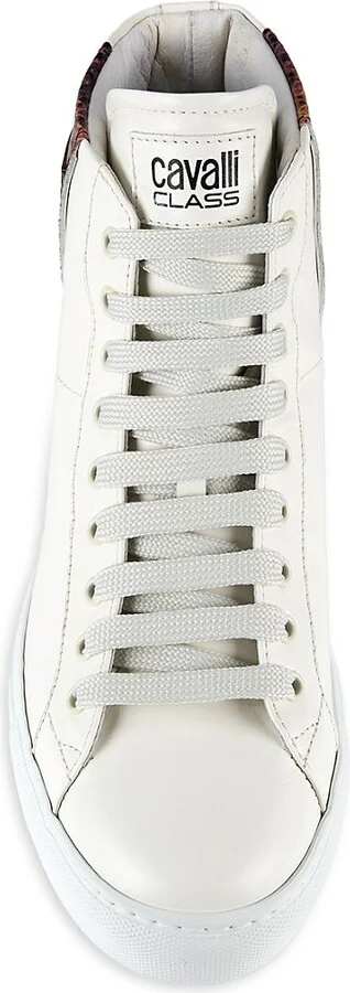 Snakeskin Print Leather High-Top Sneakers - Image 5