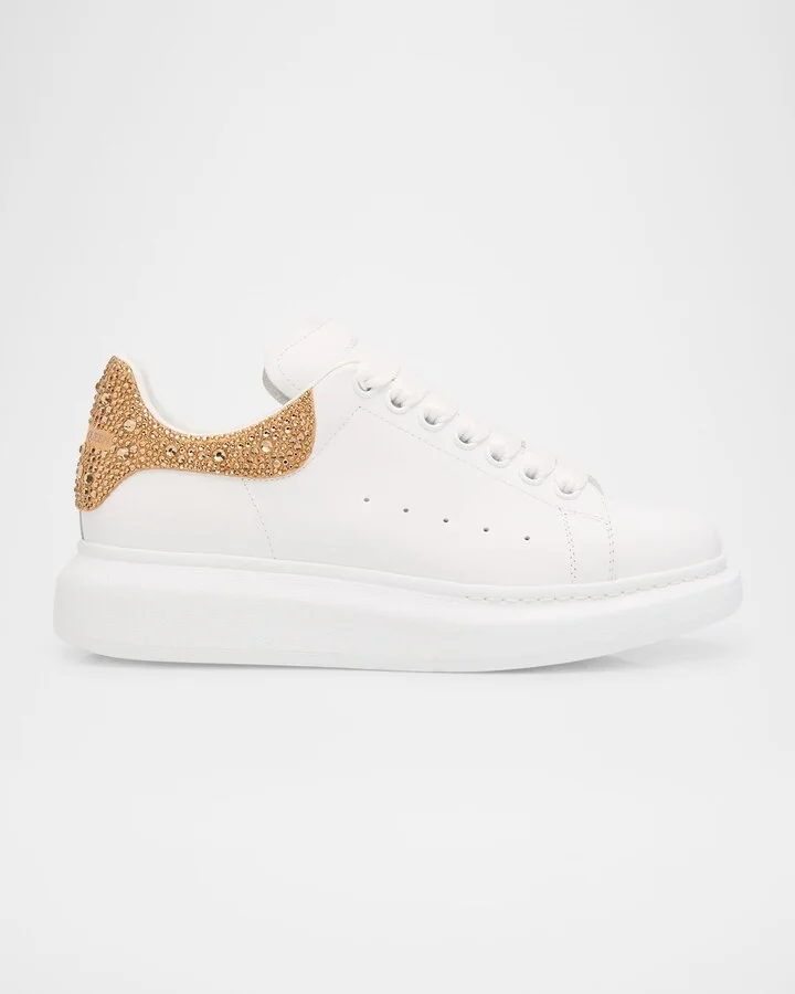 Snakeskin-Print Leather Oversized Low-Top Sneakers