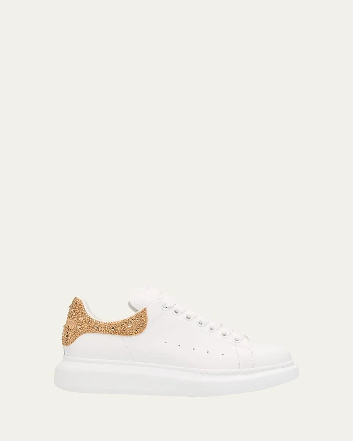 Snakeskin-Print Leather Oversized Low-Top Sneakers
