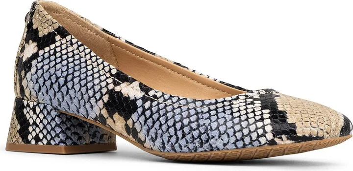 Snakeskin Print Mid Heel Pump
