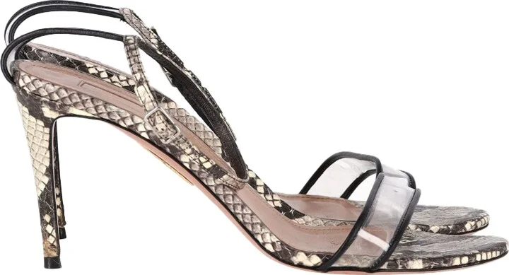 Snakeskin Print Sandal Heels in Multicolor Leather