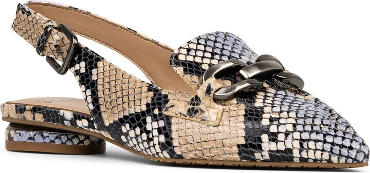 Snakeskin Print Slingback Loafer Mule