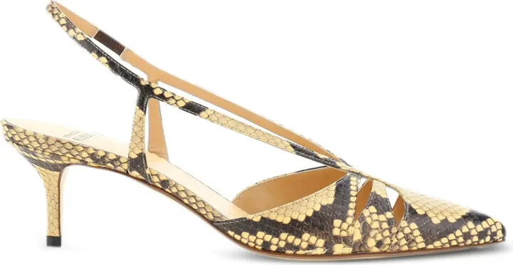 Snakeskin-Print Slingback Pumps