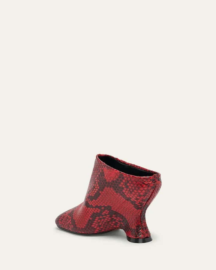 Snakeskin Printed Leather Wedge Mules - Image 4