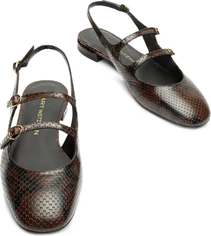 Snakeskin Slingback Flat Pumps - Image 3