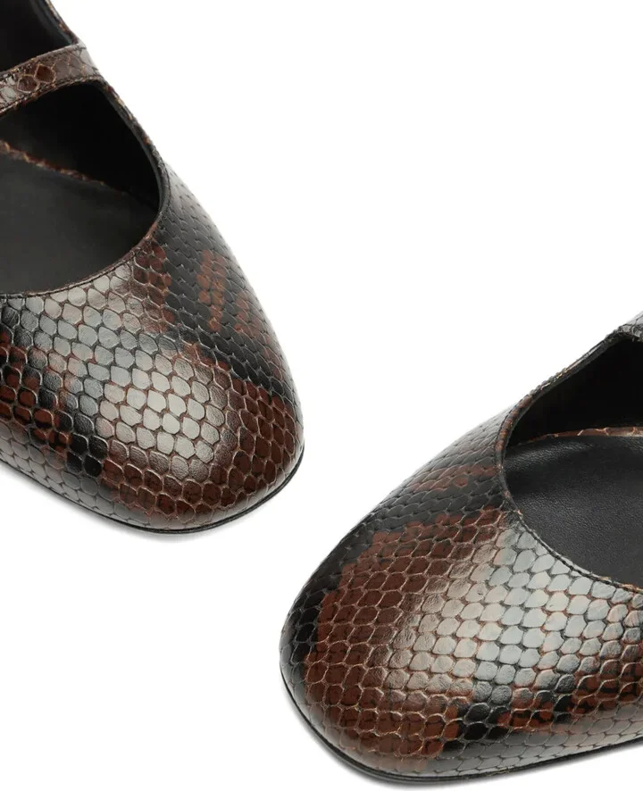 Snakeskin Slingback Flat Pumps - Image 4