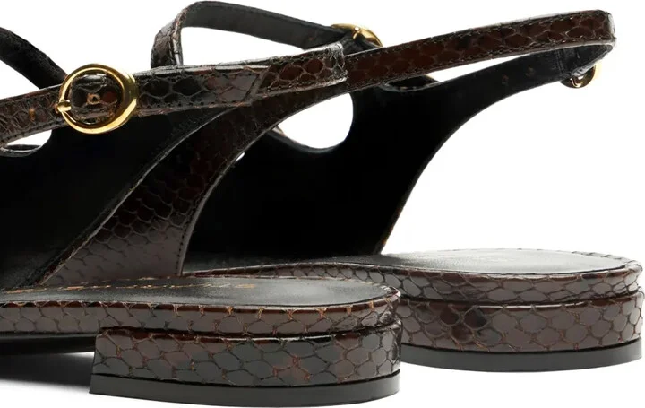 Snakeskin Slingback Flat Pumps - Image 5