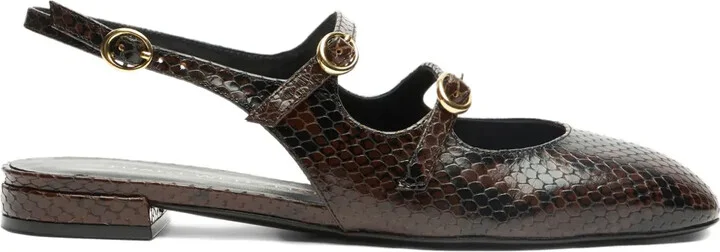 Snakeskin Slingback Flat Pumps