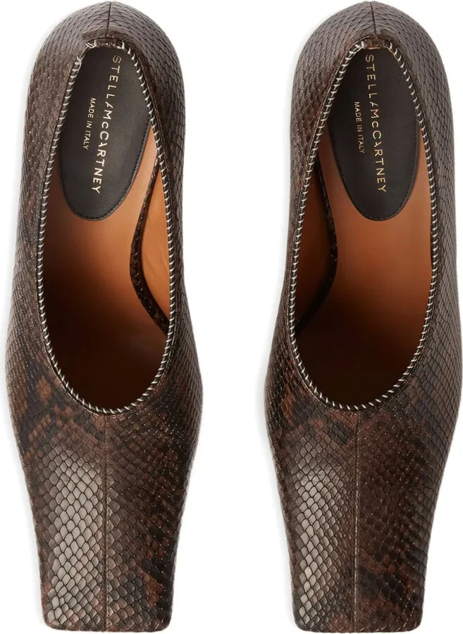 Snakeskin Square-Toe Pumps - Image 4