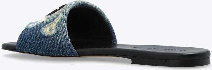 Snapshot Distressed Denim Flat Sandals - Image 2
